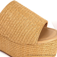 BUDZA-6 RAFFIA PLATFORM SLIDES WEDGE