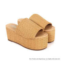 BUDZA-6 RAFFIA PLATFORM SLIDES WEDGE