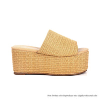 BUDZA-6 RAFFIA PLATFORM SLIDES WEDGE