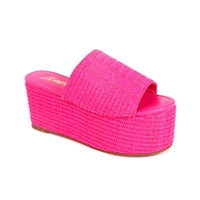 BUDZA-6 RAFFIA PLATFORM SLIDES WEDGE