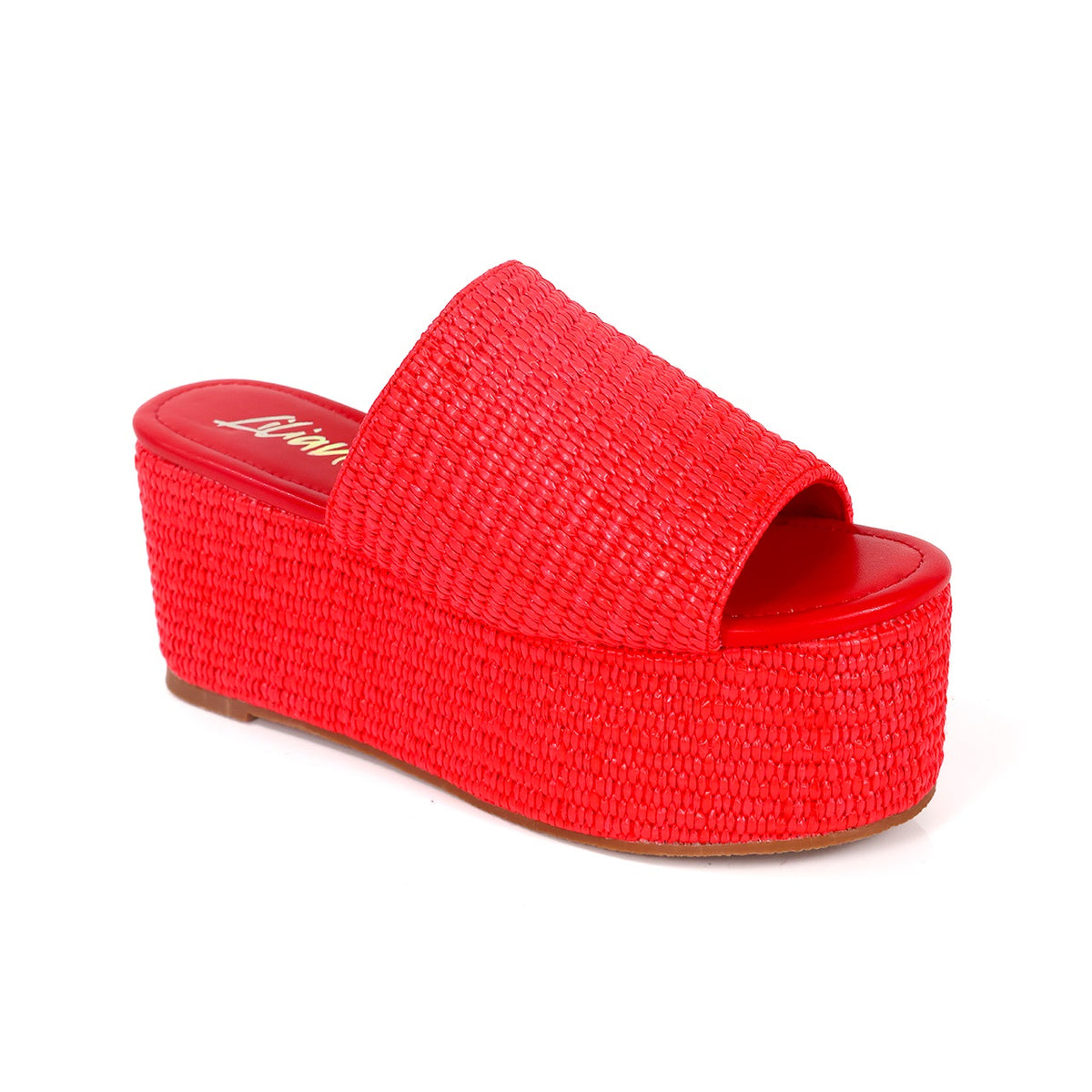 BUDZA-6 RAFFIA PLATFORM SLIDES WEDGE