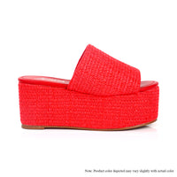 BUDZA-6 RAFFIA PLATFORM SLIDES WEDGE