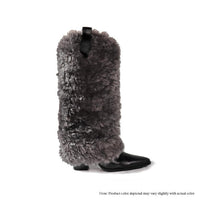 COLEEN-4 POINTED TOE FAUX FUR KNEE HIGH COWBOY BOOTS