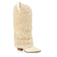 COLEEN-4 POINTED TOE FAUX FUR KNEE HIGH COWBOY BOOTS