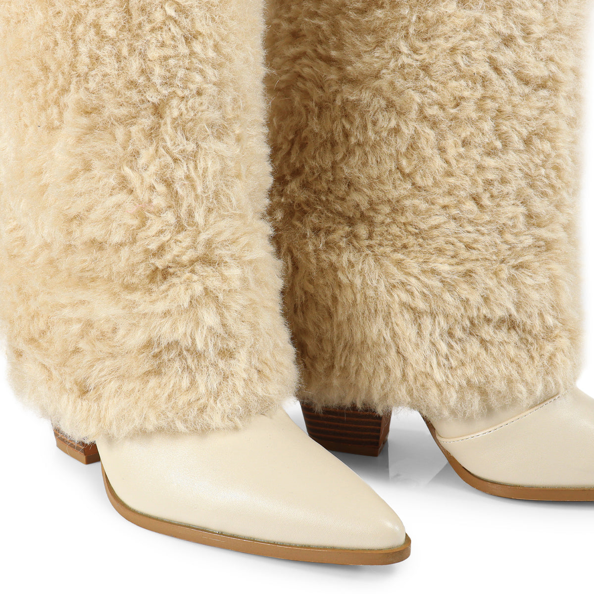 COLEEN-4 POINTED TOE FAUX FUR KNEE HIGH COWBOY BOOTS