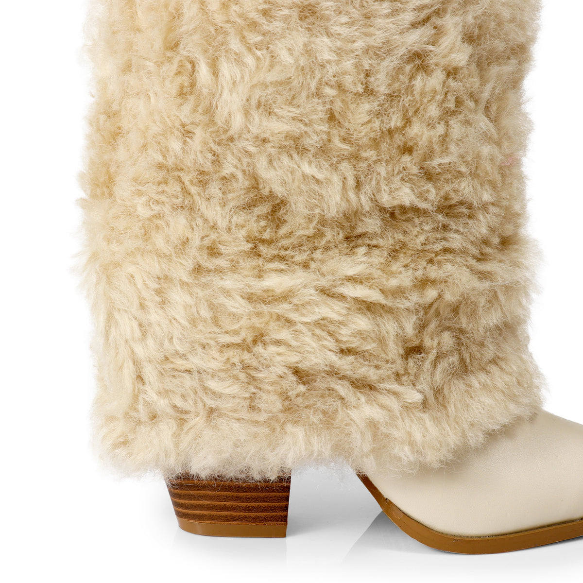 COLEEN-4 POINTED TOE FAUX FUR KNEE HIGH COWBOY BOOTS