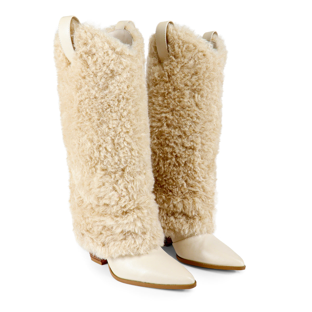 COLEEN-4 POINTED TOE FAUX FUR KNEE HIGH COWBOY BOOTS