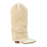 COLEEN-4 POINTED TOE FAUX FUR KNEE HIGH COWBOY BOOTS