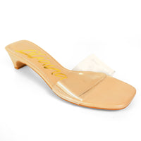 ELAINNY-1 TRANSPARENT CLEAR UPPER MULE W/ KITTEN HEEL