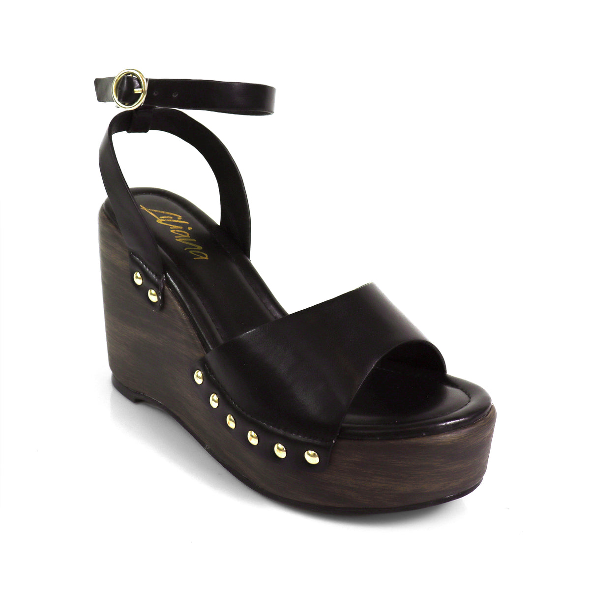 ERIN-1 ANKLE STRAP STUD WEDGE