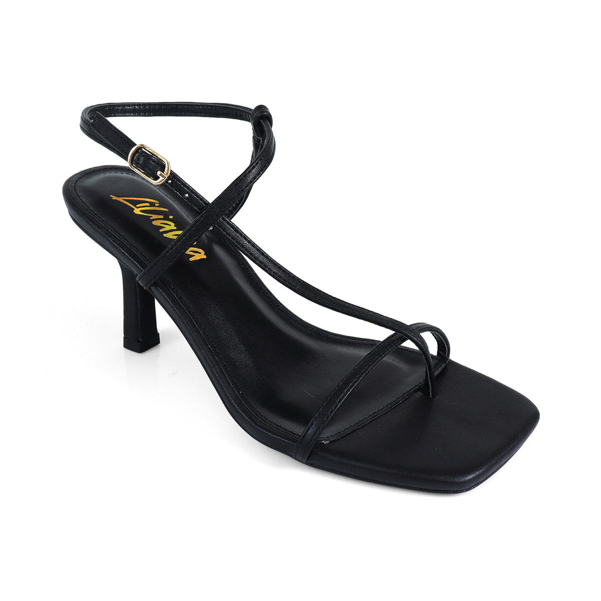 FRANCE-1 OPEN SQUARE TOE STRAP SANDAL W KITTEN HEEL