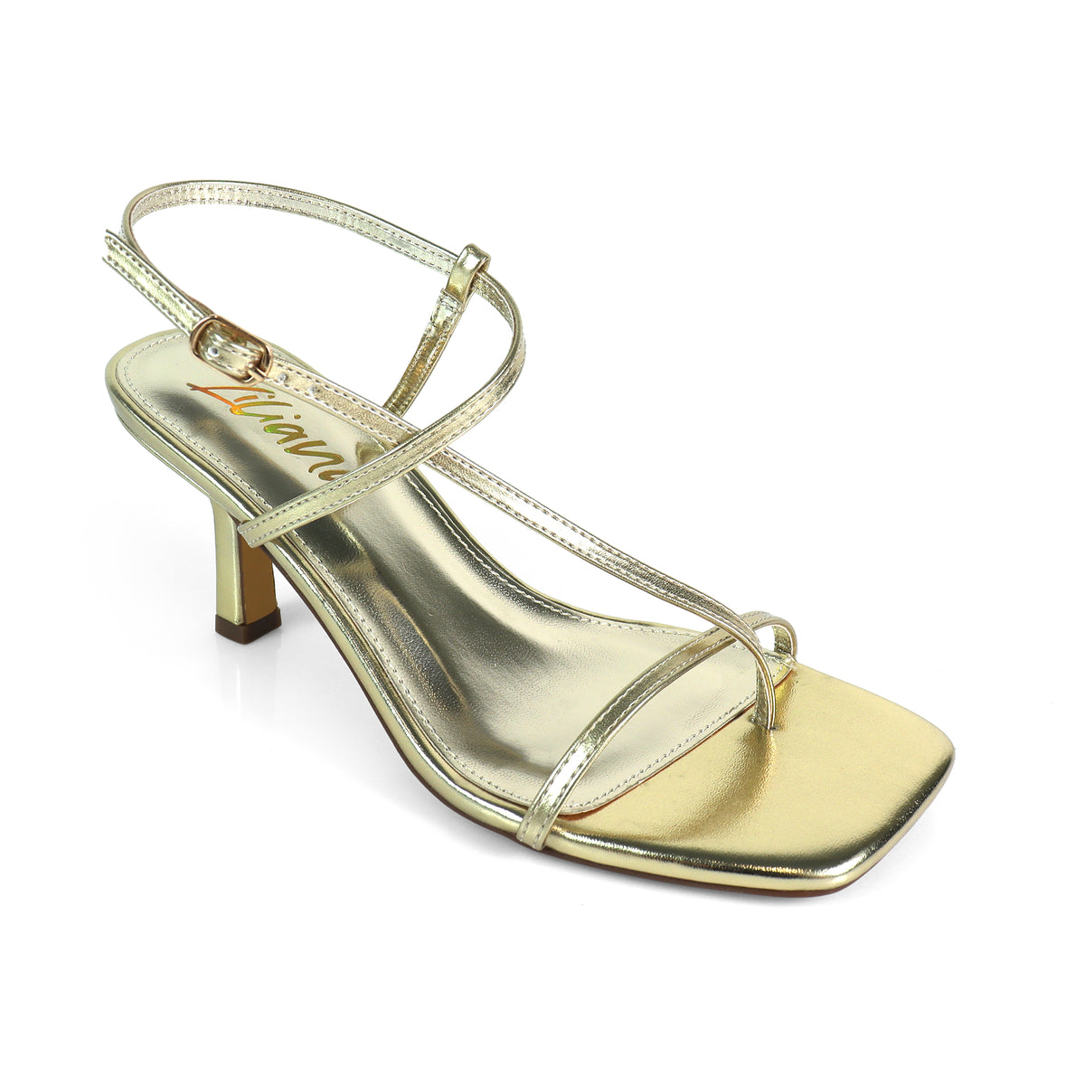 FRANCE-1 OPEN SQUARE TOE STRAP SANDAL W KITTEN HEEL