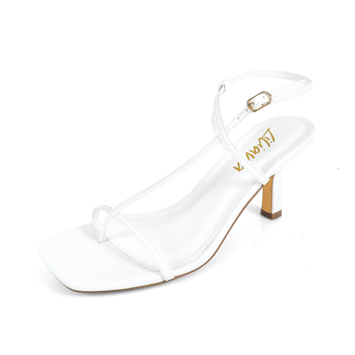 FRANCE-1 OPEN SQUARE TOE STRAP SANDAL W KITTEN HEEL