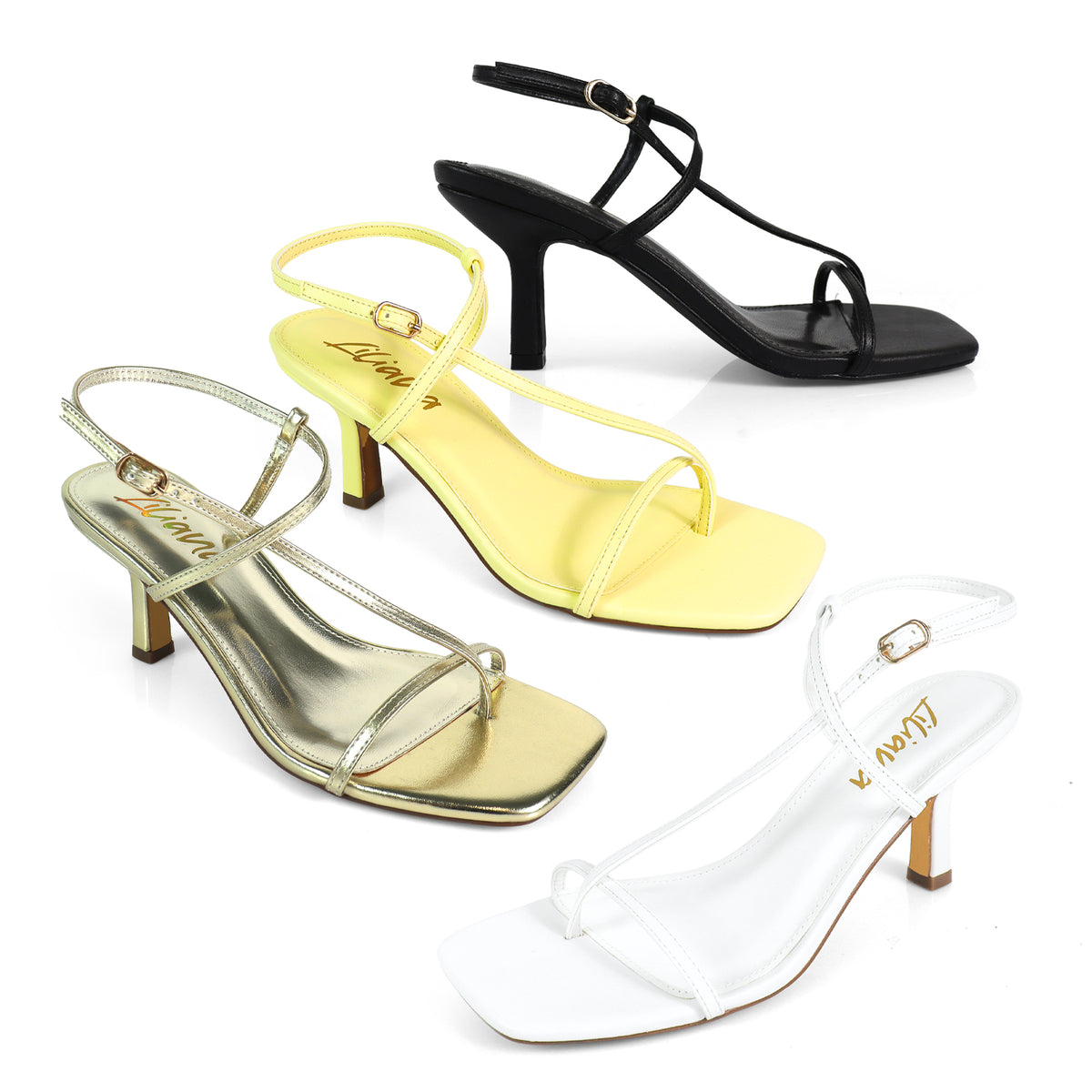 FRANCE-1 OPEN SQUARE TOE STRAP SANDAL W KITTEN HEEL