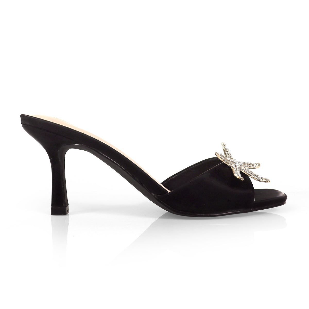 FRANKIA-1 OPEN SQUARE TOESEA SHELL MULE W/KITTEN HEEL