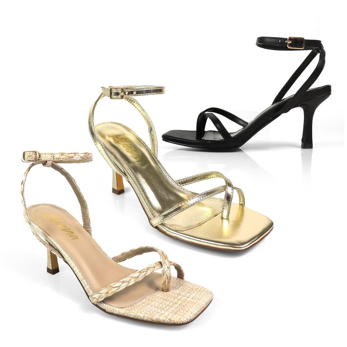 FRANKIE-3 OPEN SQUARE TOE CROSS ANCKLE STRAP SANDAL W/KITTEN HEEL