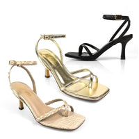 FRANKIE-3 OPEN SQUARE TOE CROSS ANCKLE STRAP SANDAL W/KITTEN HEEL