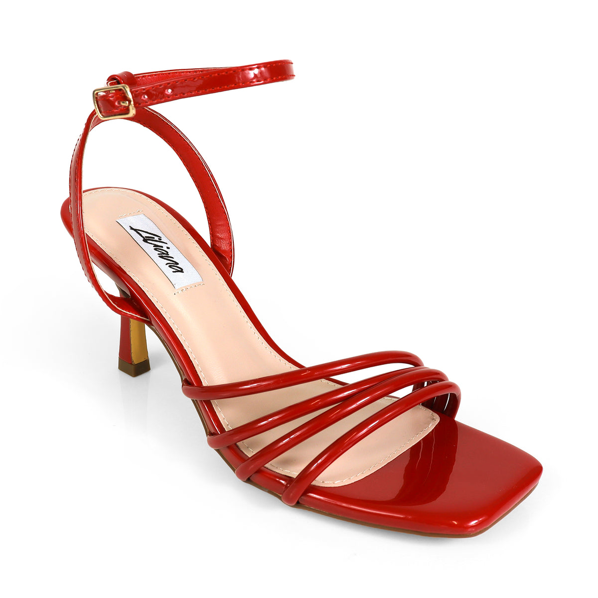 FRANKIE-9 OPEN SQUARE TOE ANCKLE STRAP SANDAL W KITTEN HEEL