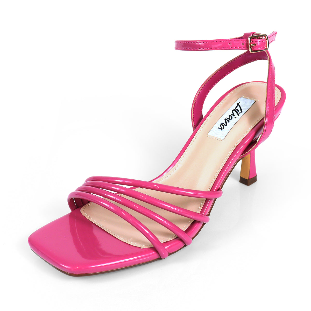 FRANKIE-9 OPEN SQUARE TOE ANCKLE STRAP SANDAL W KITTEN HEEL