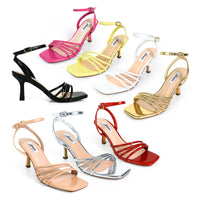 FRANKIE-9 OPEN SQUARE TOE ANCKLE STRAP SANDAL W KITTEN HEEL