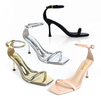 FRESCO-1 ELEGANT ANKLE STRAP SQUARE TOE HEEL
