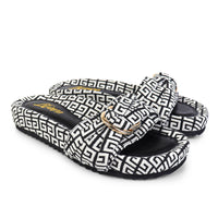 GIGI-2 DOUBLE HOOP TIE JACQUARD PLATFORM SLIDE SANDAL