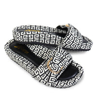 GIGI-2 DOUBLE HOOP TIE JACQUARD PLATFORM SLIDE SANDAL