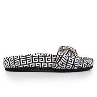 GIGI-2 DOUBLE HOOP TIE JACQUARD PLATFORM SLIDE SANDAL