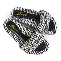 GIGI-2 DOUBLE HOOP TIE JACQUARD PLATFORM SLIDE SANDAL