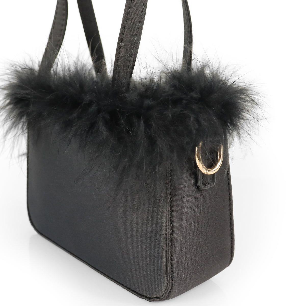 H-FAIRY OSTRICH FEATHER STRAP SHOULDER HANDBAG