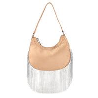 H-LEAH SHOULDER RHINESTONE CHAIN FRINGES HANDBAG