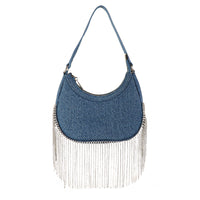 H-LEAH SHOULDER RHINESTONE CHAIN FRINGES HANDBAG