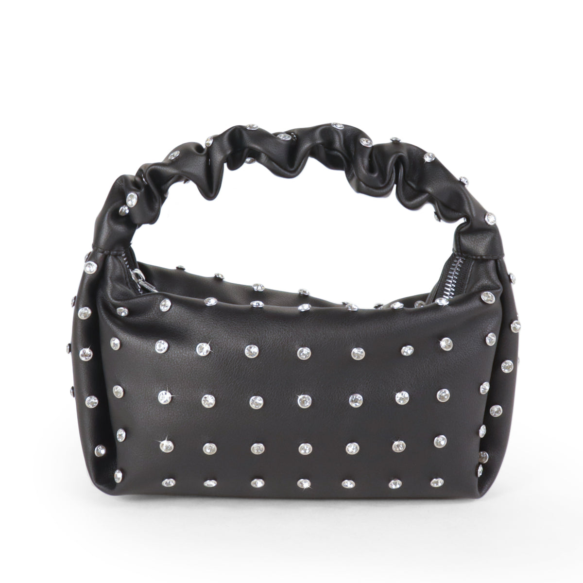 H-MUCCIA WOMEN RHINESTONE STUDDED SCRUNCH HANDLE BAG