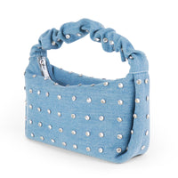 H-MUCCIA WOMEN RHINESTONE STUDDED SCRUNCH HANDLE BAG