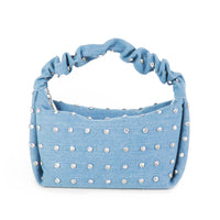 H-MUCCIA WOMEN RHINESTONE STUDDED SCRUNCH HANDLE BAG