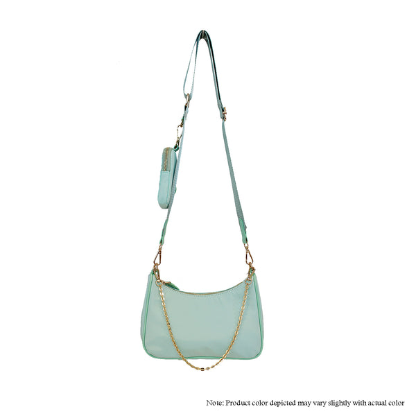 H-PARADISE CROSSOVER SHOULDER CHAIN NYLON BAG WITH POUCH HANDBAG