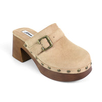 WOODEN CLOG CLOSED TOE MULE, HENNIE-1