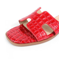H FLAT SANDAL WITH CROC TEXTURE, HOLY-11