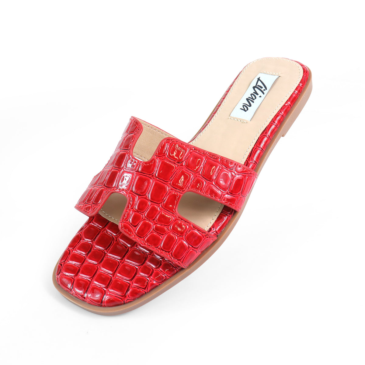 H FLAT SANDAL WITH CROC TEXTURE, HOLY-11