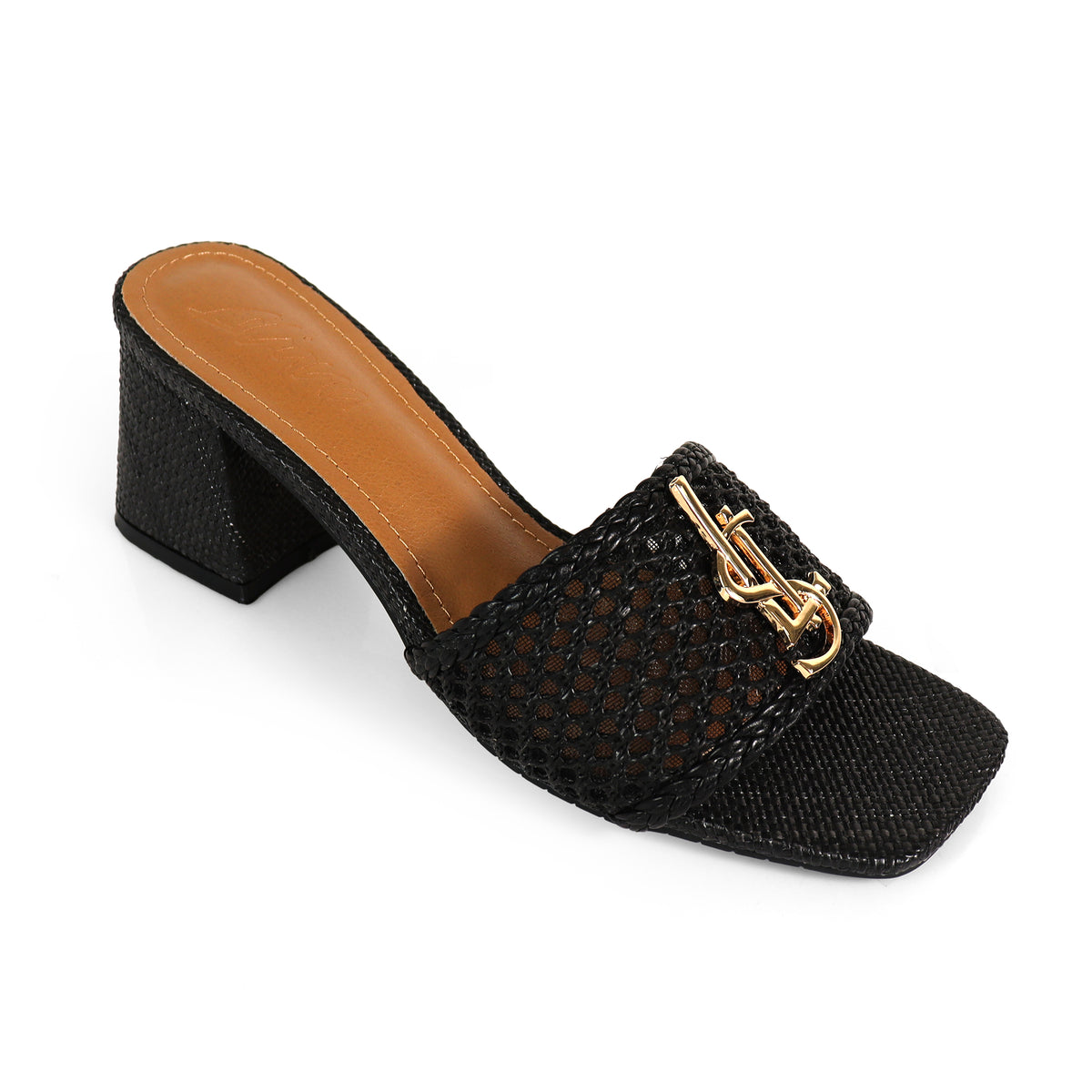 IRENE-3 ALMOND OPEN TOE WOVEN RAFFIA MULE W/CHUNKY HEEL