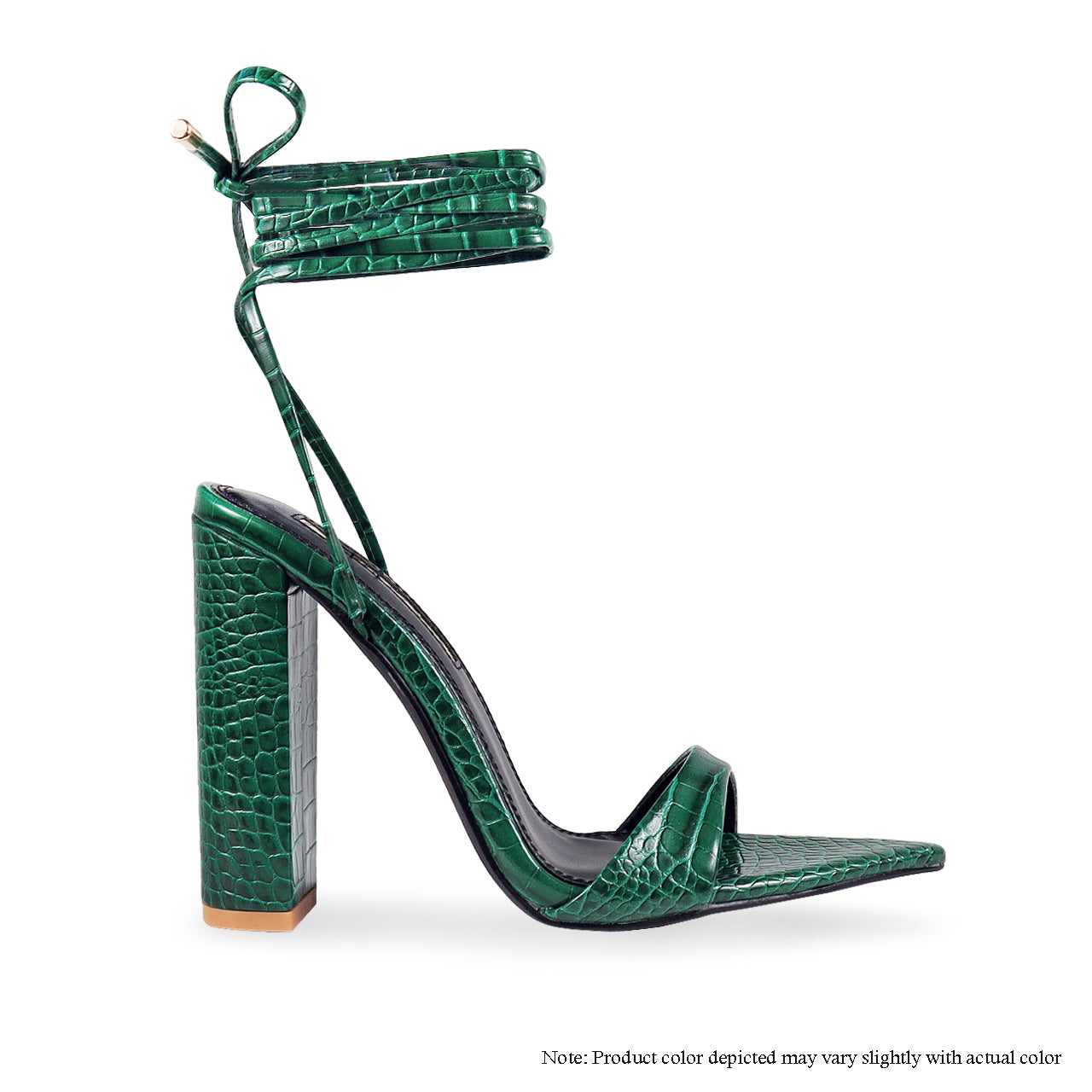 JENA-1 CROC PATTERN LACE UP CHUNKY HEEL – Liliana Shoes