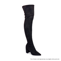 KATANA-2 SUEDE THIGH HIGH POINTED BOOTS WITH CHUNKY HEEL