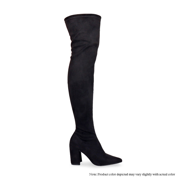 KATANA-2 SUEDE THIGH HIGH POINTED BOOTS WITH CHUNKY HEEL