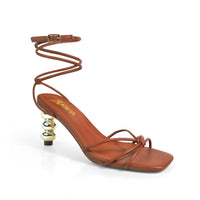 KIMMY-1 STRAPPY METAL BALL KITTEN HEEL