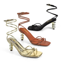 KIMMY-1 STRAPPY METAL BALL KITTEN HEEL