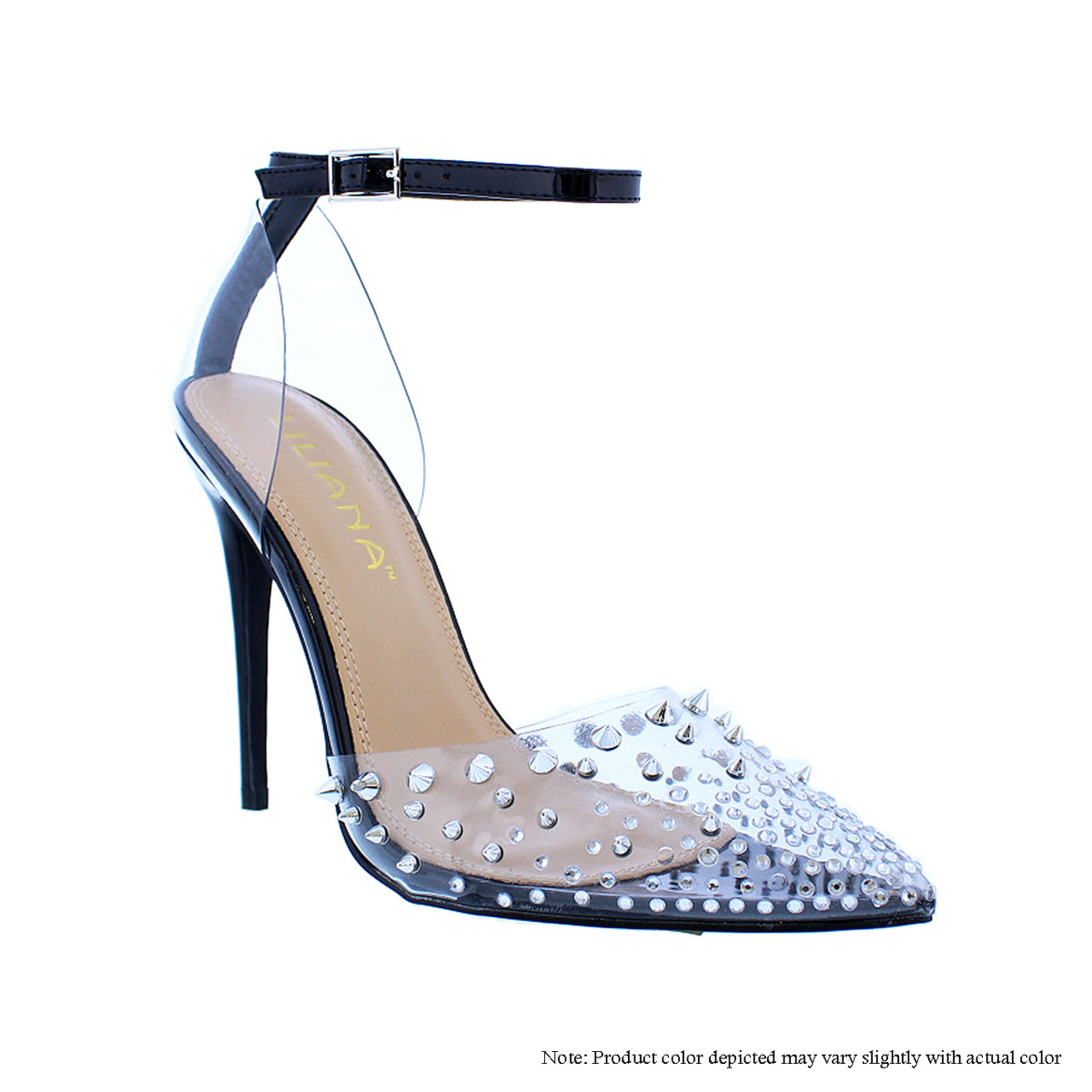 KIMYE-15 CLEAR PVC WITH SPIKES POINTED TOE OPEN SHANK PUMP HEEL