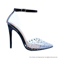 KIMYE-15 CLEAR PVC WITH SPIKES POINTED TOE OPEN SHANK PUMP HEEL