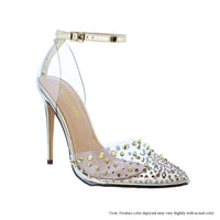 KIMYE-15 CLEAR PVC WITH SPIKES POINTED TOE OPEN SHANK PUMP HEEL