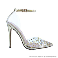 KIMYE-15 CLEAR PVC WITH SPIKES POINTED TOE OPEN SHANK PUMP HEEL