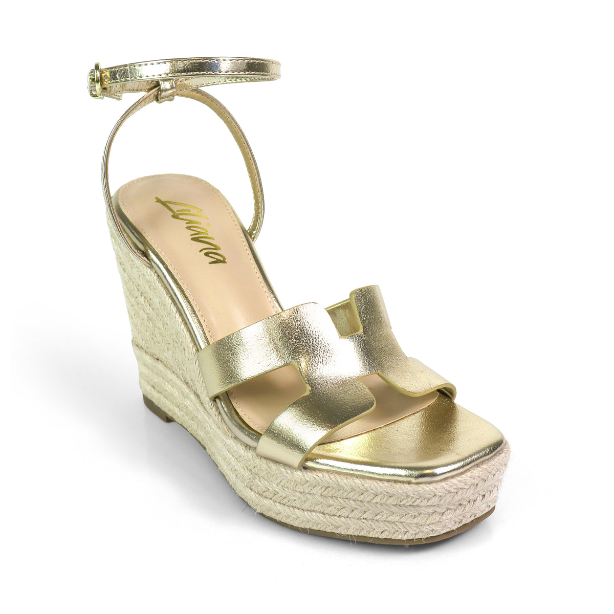 LEAH-2 OPEN TOE ANKLE STRAP W/ WEDGE SANDAL
